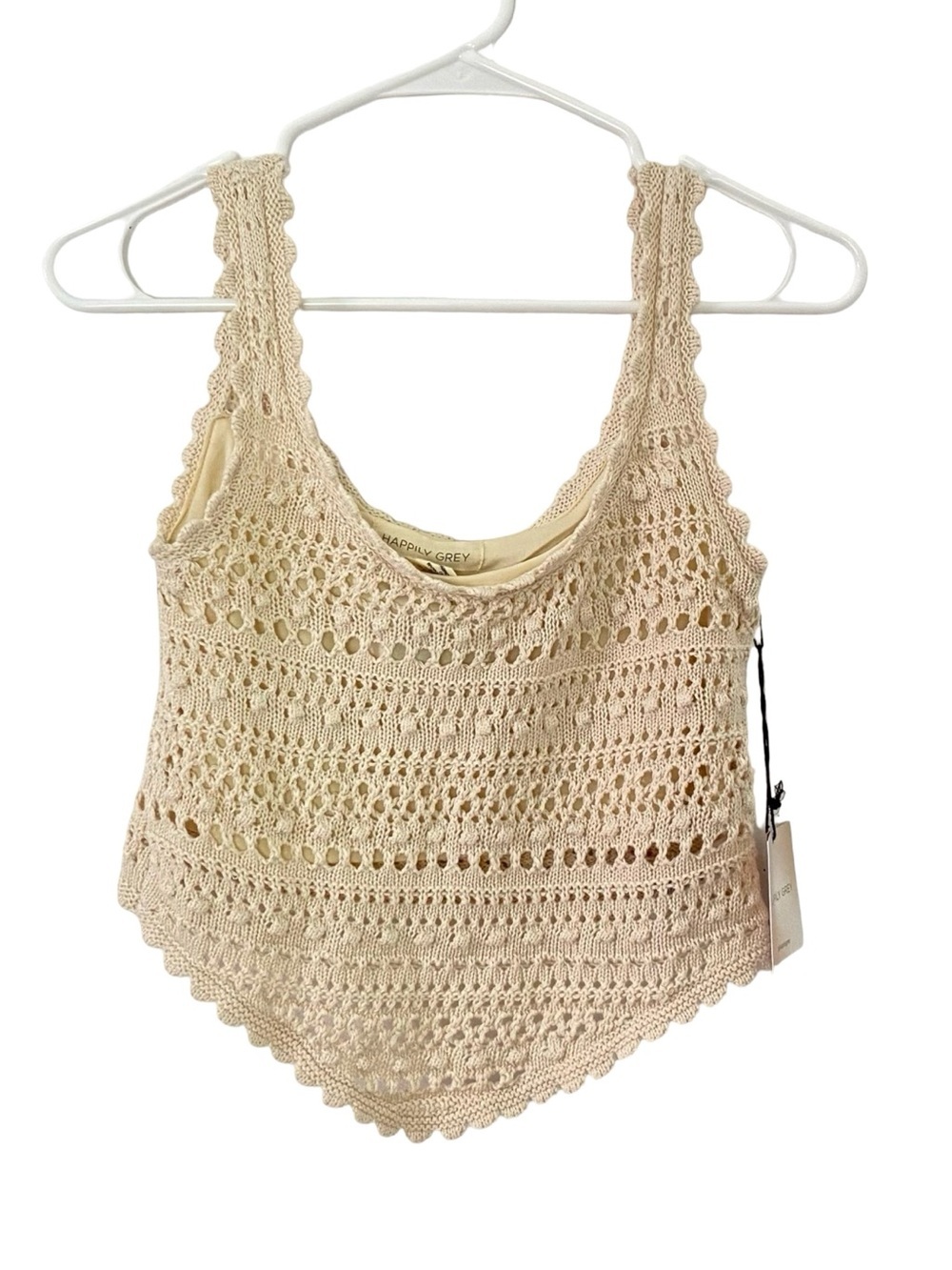 Happily Grey Crochet Tank Top Womens Size Medium New NWT Cream Ivory Crop Lace